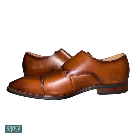 NEW‎ La Milano Clark Cognac Double Monk Strap Cap Toe Dress Shoes Leather Formal main image 6